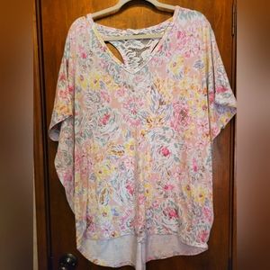 Be Stage Womens  White Floral Blouse,  Size 1X
